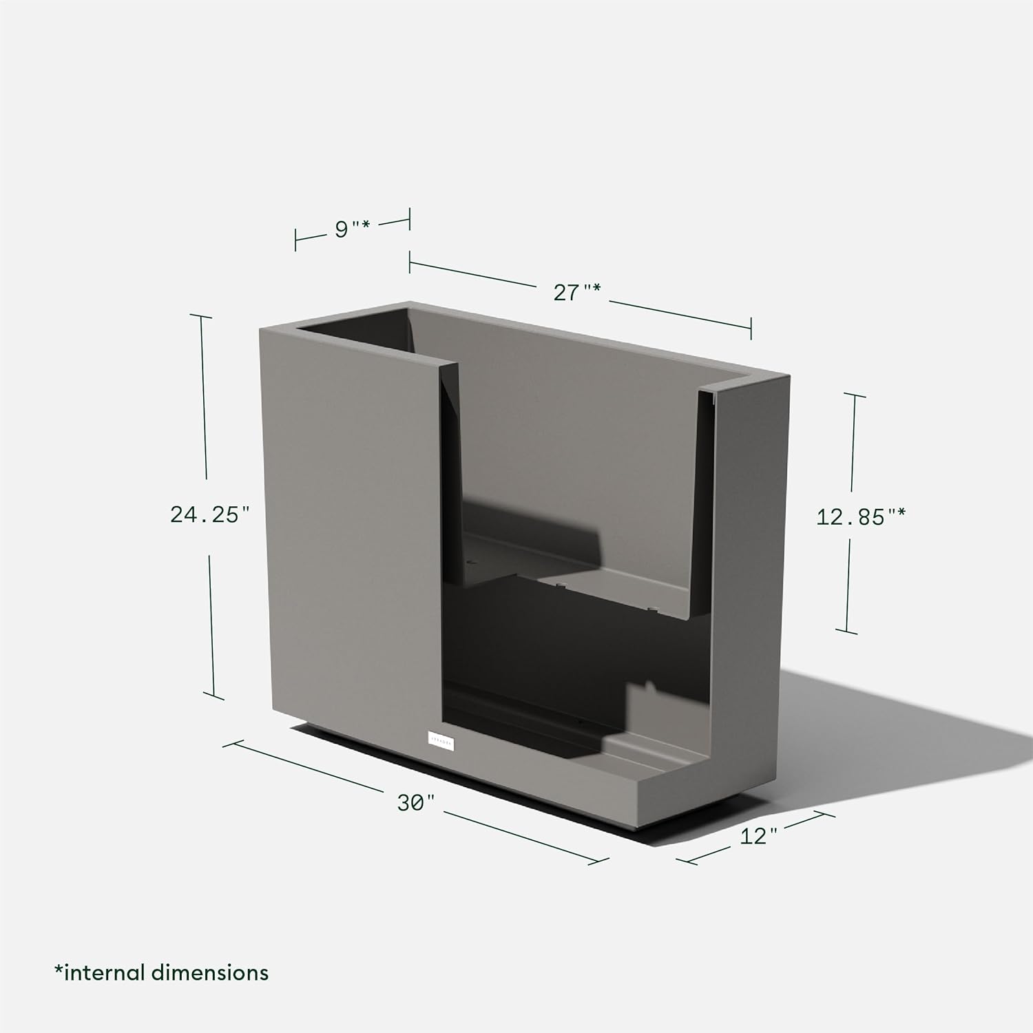 Veradek Block Series Span Plastic Planter - Tall Rectangular Planter for Indoor or Outdoor Patio/Porch, Gray, 24.25 in Height, 12 in Width, 30 in Length