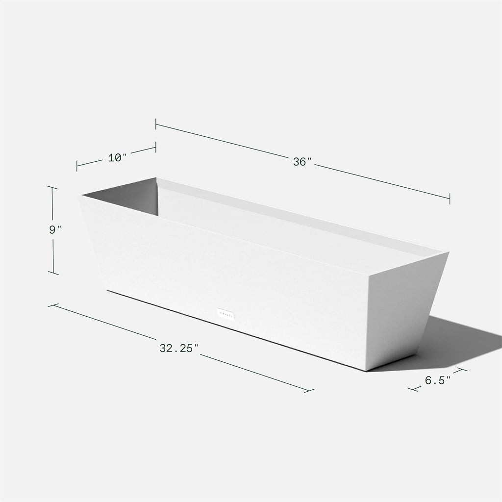 Veradek Pure Series Window Box Planter - Long Rectangular Planter for Indoor or Outdoor Windowsill/Balcony | Durable All-Weather Use with Drainage Holes | Modern Decor for Herbs, Small Plants, Flowers