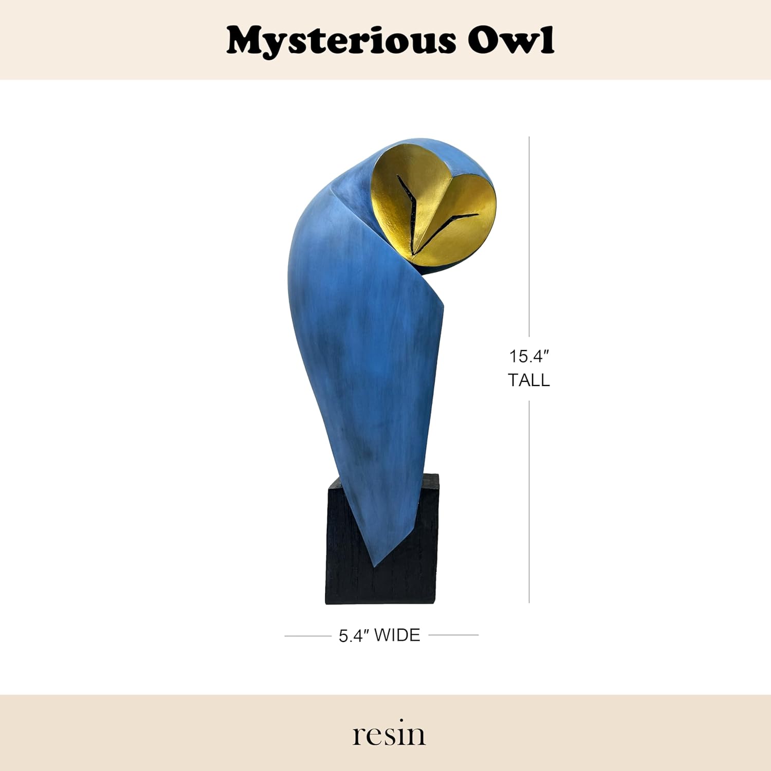 Mid-Century Modern 15 Inch Resin Owl Sculpture - Handmade Vintage Home Decor Statue for Bookshelves, Office Desk, Mantel & Collector Display