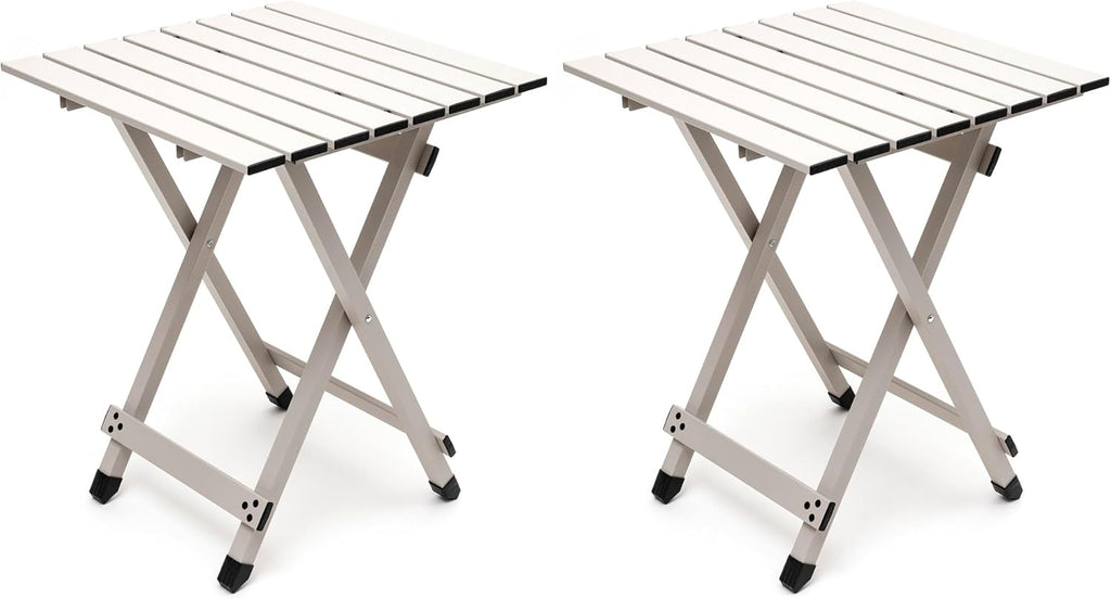 SUNNYFEEL Folding Camping Table - Lightweight Aluminum Portable Picnic Table, 18.5L x 18.5W x 24.5H Inch for Cooking, Beach, Hiking, Travel, Fishing, BBQ, Indoor Outdoor Small Foldable Camp Tables