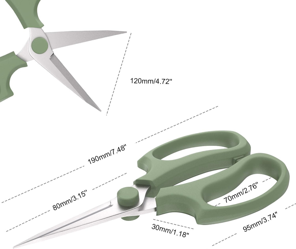 Flower Scissors, Strong Floral Shears,3PCS Premium Steel Garden Pruning Shears Floral Fruits Leaf Scissors Hand Pruner Snip Trimming Tool for Gardening Flower Arrangement, Green