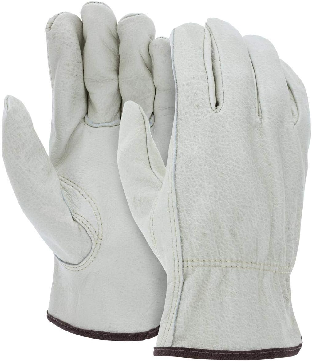 ATERET 12 Pairs X-Large Heavy Duty Durable Cowhide Leather Work Gloves I Driver Gloves for Truck Driving, Warehouse, Gardening, Farming