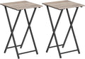 HOOBRO Folding TV Tray Table, Set of 2 Wooden TV Tray, Portable Sofa Side Snack Table, Industrial Desk for Small Spaces, Space-Saving, Easy to Install and Fold, Greige and Black BG27BZP201