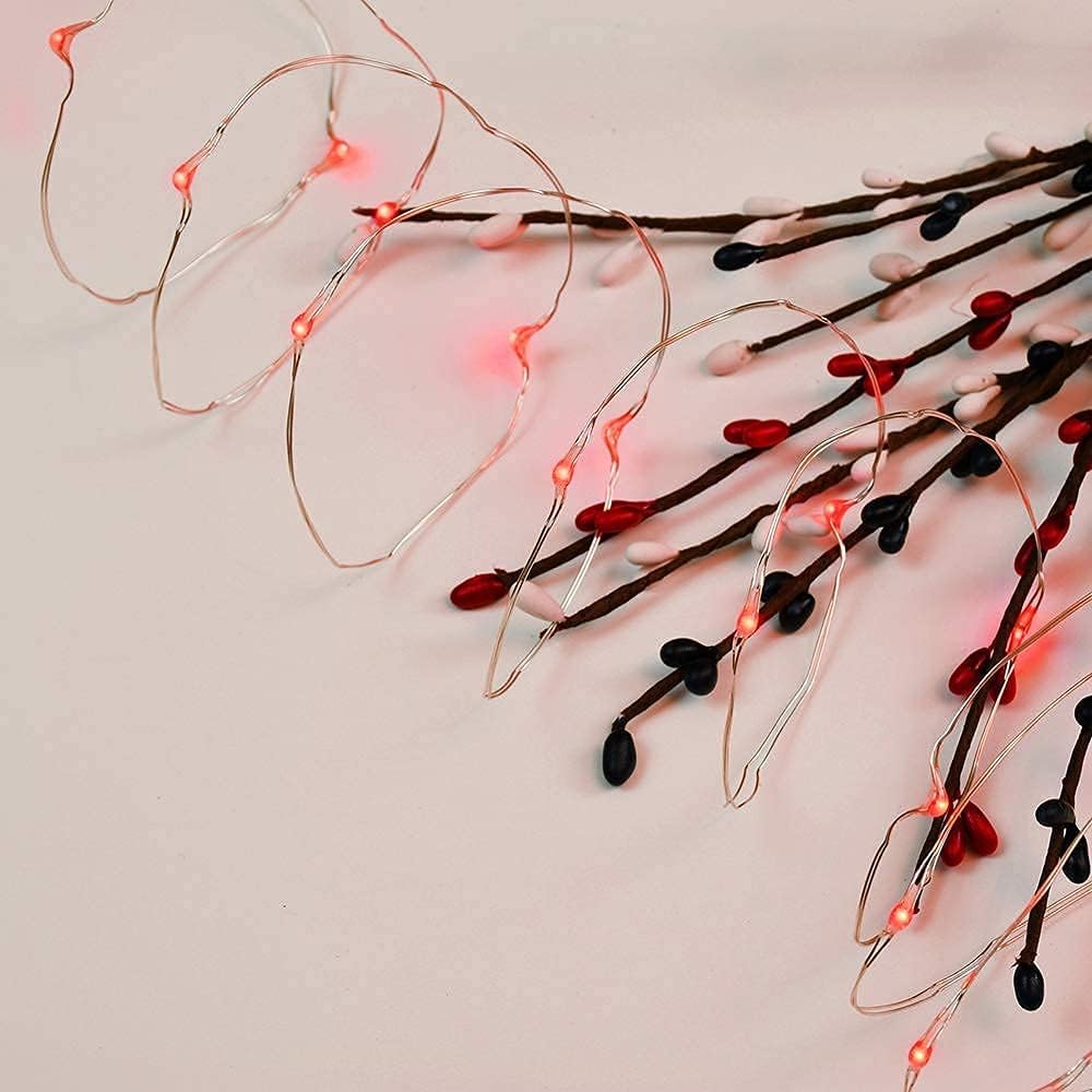 2 Pack Solar Powered Fairy String Lights Outdoor Waterproof 8 Modes Twinkle Christmas Decorations Lights, Each 33ft-100LED, 40ft-120LED, 66ft-200LED, 80ft-240LED, (Red, 33)