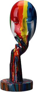 suruim Simple Creative Colorful Female Face Art Statue Thinker Sculpture Abstract Character Crafts Ornament Home Office Bedroom Living Room Study Decoration (Small 11.8x4.3x4.3in)