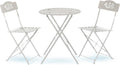 Alpine Corporation Indoor/Outdoor 3-Piece Bistro Set Folding Table and Chairs Patio Seating, White