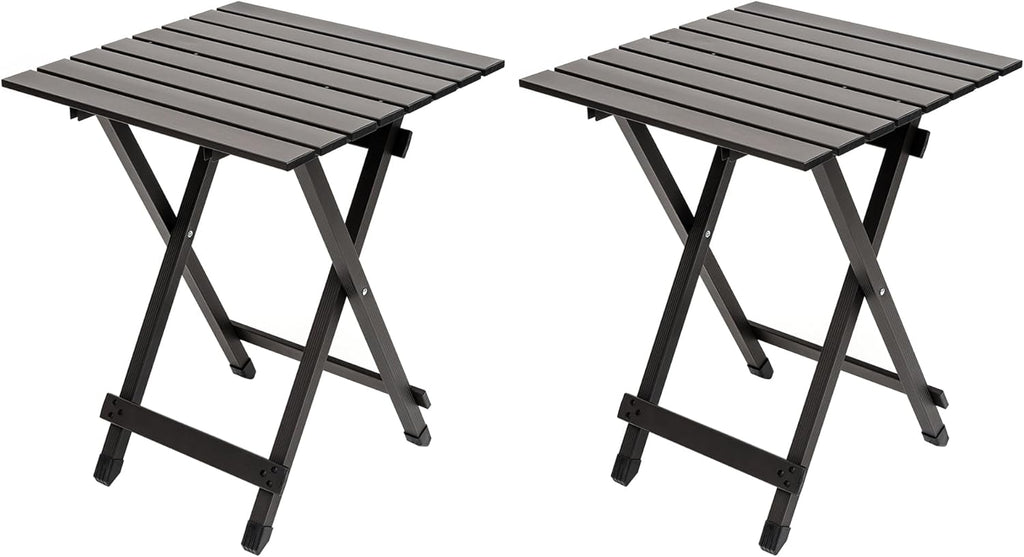 SUNNYFEEL Folding Camping Table - Lightweight Aluminum Portable Picnic Table, 18.5x18.5x24.5 Inch for Cooking, Beach, Hiking, Travel, Fishing, BBQ, Indoor Outdoor Small Foldable Camp Tables