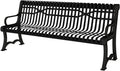 Coated Outdoor Furniture Heavy-Duty Outdoor Bench Thermoplastic Coated, Slatted Steel, Commercial-Grade Garden Bench, Made in America (Portable with Back, 4 Ft, Textured Black)