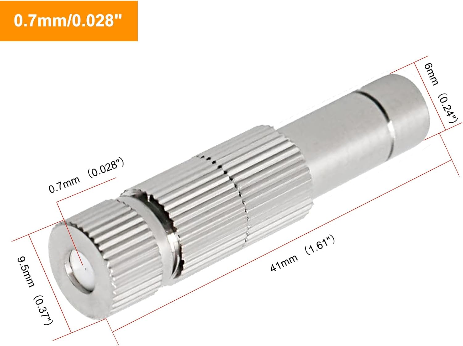 20pcs Brass Mister Nozzles, 6mm Misting Nozzles for Outdoor Cooling System, Landscaping, Air Humidification, Greenhouse Irrigation (with Filter, 0.028"/0.7mm Orifice)