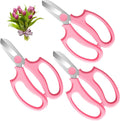 Flower Scissors, Strong Floral Shears,3PCS Premium Steel Garden Pruning Shears Floral Fruits Leaf Scissors Hand Pruner Snip Trimming Tool for Gardening Flower Arrangement, Pink