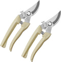 2PCS Garden Flower Shears Pruning Shears 6.9 inches Scissors Heavy Duty Plant Scissors for Cutting Flowers, Trimming Plants, Bonsai, Fruits Picking (White Handle 2pcs)