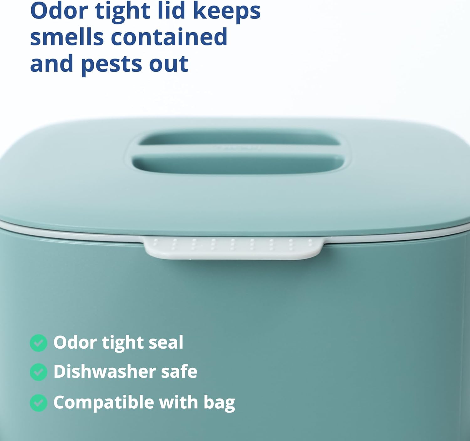 Blue Ginkgo Kitchen Compost Bin [2.6L / 0.69 GAL] – Filter-Free, Odor-Tight Countertop Food Waste Pail with Handle (Made in Korea, Green)