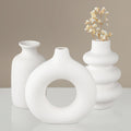 Ceramic Vase Set of 3, Small Flower Vase for Home Decor, Decorative Vases for Pampas Grass & Dried Flowers, Living Room, Bedroom, Bathroom, Shelf Centerpiece Table Decorations