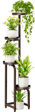Bamworld Corner Plant Stand Indoor Outdoor, Tall Metal Flower Pot Stands for Multiple Plants, 4 Tier Brown Heavy Duty Plant Shelf for Patio Garden Balcony Living Room Bedroom(Patent Design)