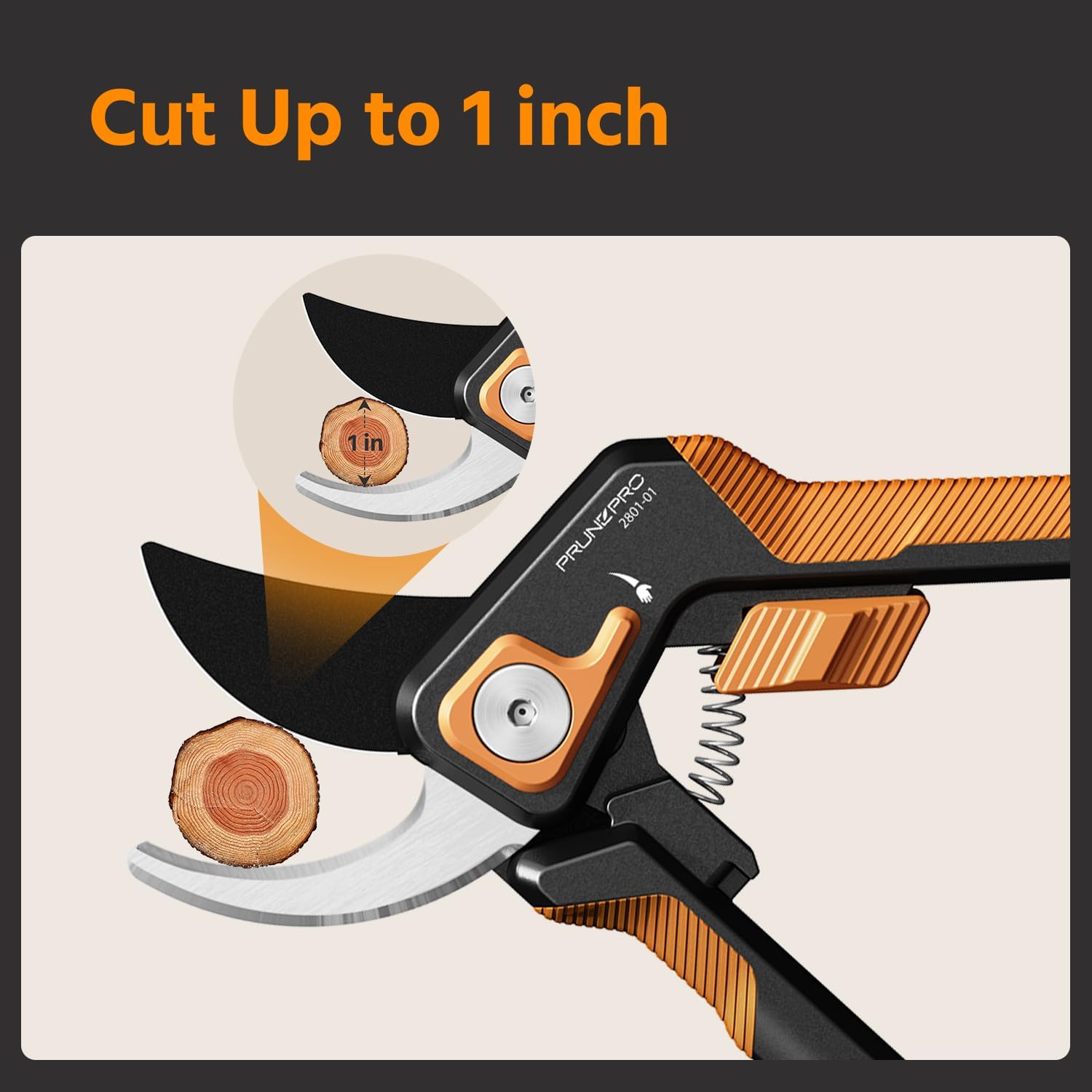 PrunePro Pruning Shears for Gardening Professional Bypass Hand Pruner Stainless Steel Sharp Blade Garden Scissors Plant Flower Garden Clipper Orange 1 Pack