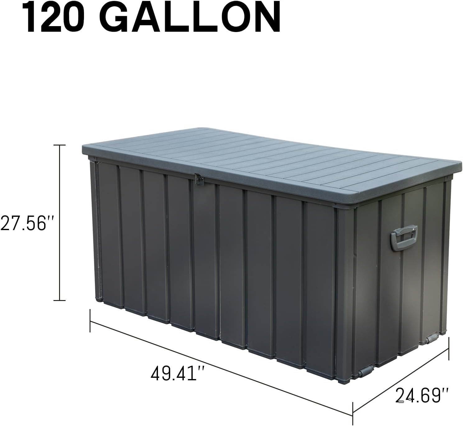 Domi 120 Gallon Deck Box, Patio Storage Box with Resin Lid, Steel Tool Waterproof Outdoor Storage Container for Outside Cushions, Lockable Outdoor Storage Bin for Garden and Pools Tools (Gray)
