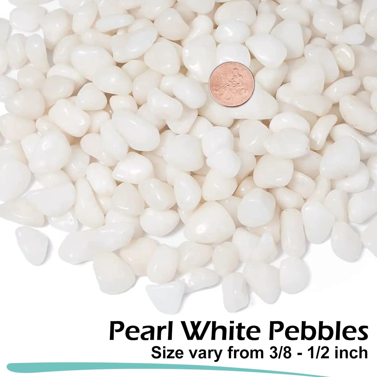 GASPRO 5lb Pebbles for Indoor Plants, Vases, Succulent, 3/8" Small Decorative White Rocks, High Polished
