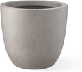 Kante 18 Inch Diameter Round Concrete Planter, Indoor Outdoor Large Plant Pot with Drainage Hole and Rubber Plug for Home Patio Garden, Buff Concrete