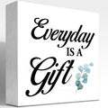 z-crange Everyday is a Gift Wood Block Sign, Rustic Inspirational Wooden Box Plaque for Home Dining Room Office Shelf Table Decor