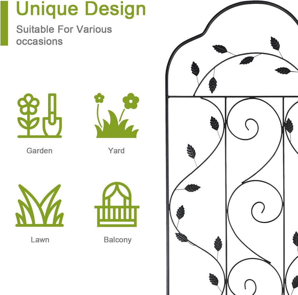 hogardeck 4 Packs 84 * 19 inch Metal Garden Trellis for Climbing Plants Outdoor,Heavy Duty,Black Coating Rustproof Trellis for Rose, Vegetable, Flowers, Expandable,Perfect for Training Climbing Plants