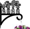 peacoblue Iron Plant Hangers Hooks for Outdoor Indoor Hanging Plants Flower Fern Pots Lantern Bird Feeder,12"x15" Weather Resistant Metal Wall Holder for Porch Garden Farmhouse(Vase and Wildflower)