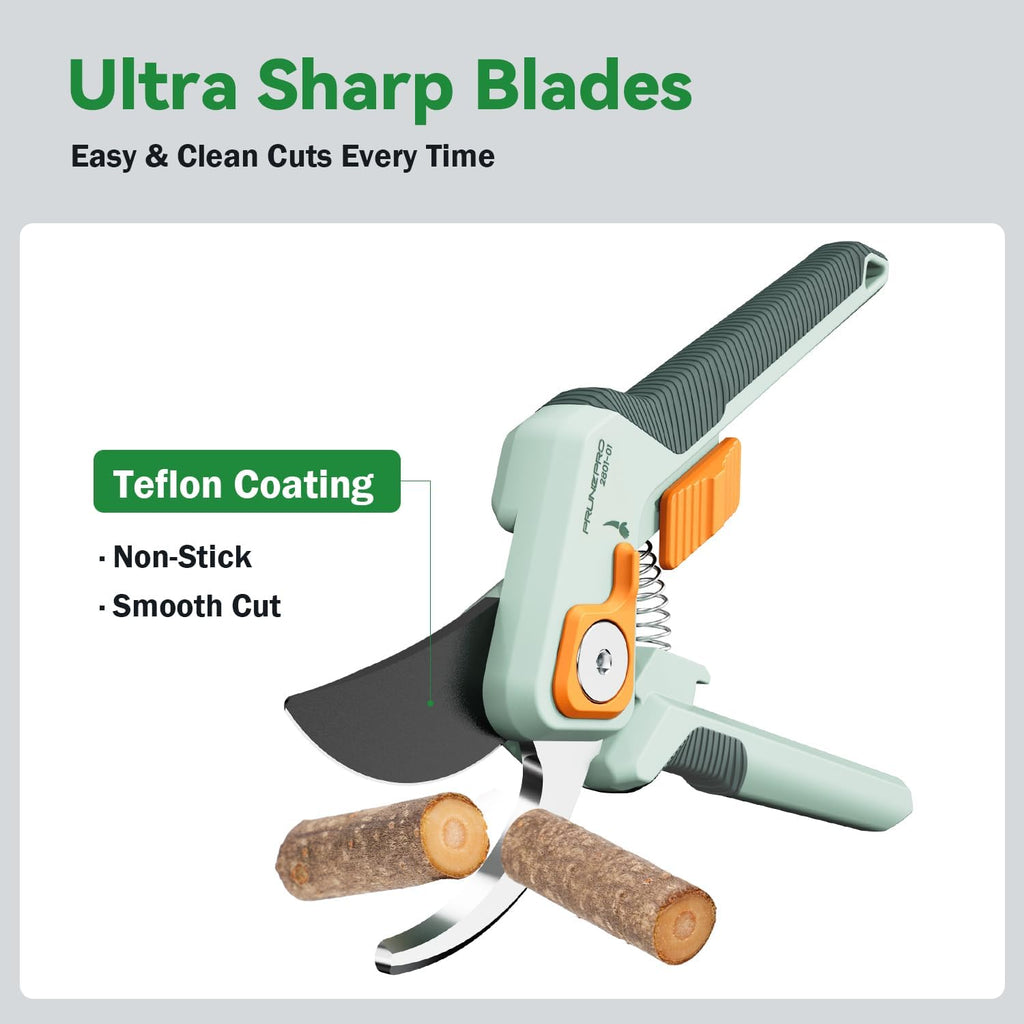 PrunePro 8" Professional Pruning Shears for Gardening Bypass Hand Pruner Stainless Steel Sharp Garden Scissors Plant Flower Rose Garden Clipper - 2 Pack