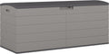 Suncast 120-Gal. All-Weather Patio Deck Box with Pad-Lockable Split Top Lid, Extra-Large Outdoor Storage Unit for Patio Furniture and Grill Tools, Made in the USA