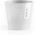 Ecopots Amsterdam Mini Durable Modern Round Recycled-Based Composite Flower Pot Planter, Pure White, 4"