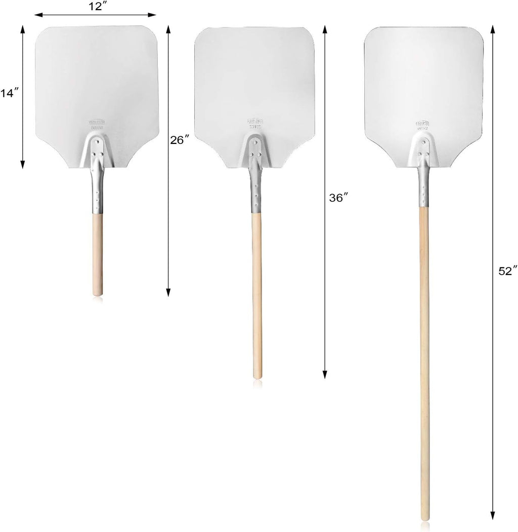 New Star Foodservice 50172 Aluminum Pizza Peel, Wooden Handle, 12 x 14 inch Blade, 52 inch overall