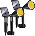 MEIHONG Solar Spot Light Outdoor, Waterproof LED Landscape Lights Dusk to Dawn, 2-in-1 Spotlight Solar Powered Accent Lights for Garden Porch Walkway Patio (Yellow-2 Pack)