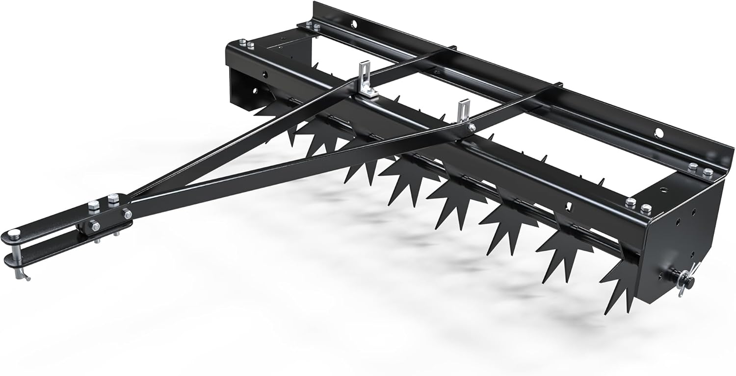 YINTATECH 48" Lawn Aerator Tow Behind with Universal Hitch for spike Aerator, Black