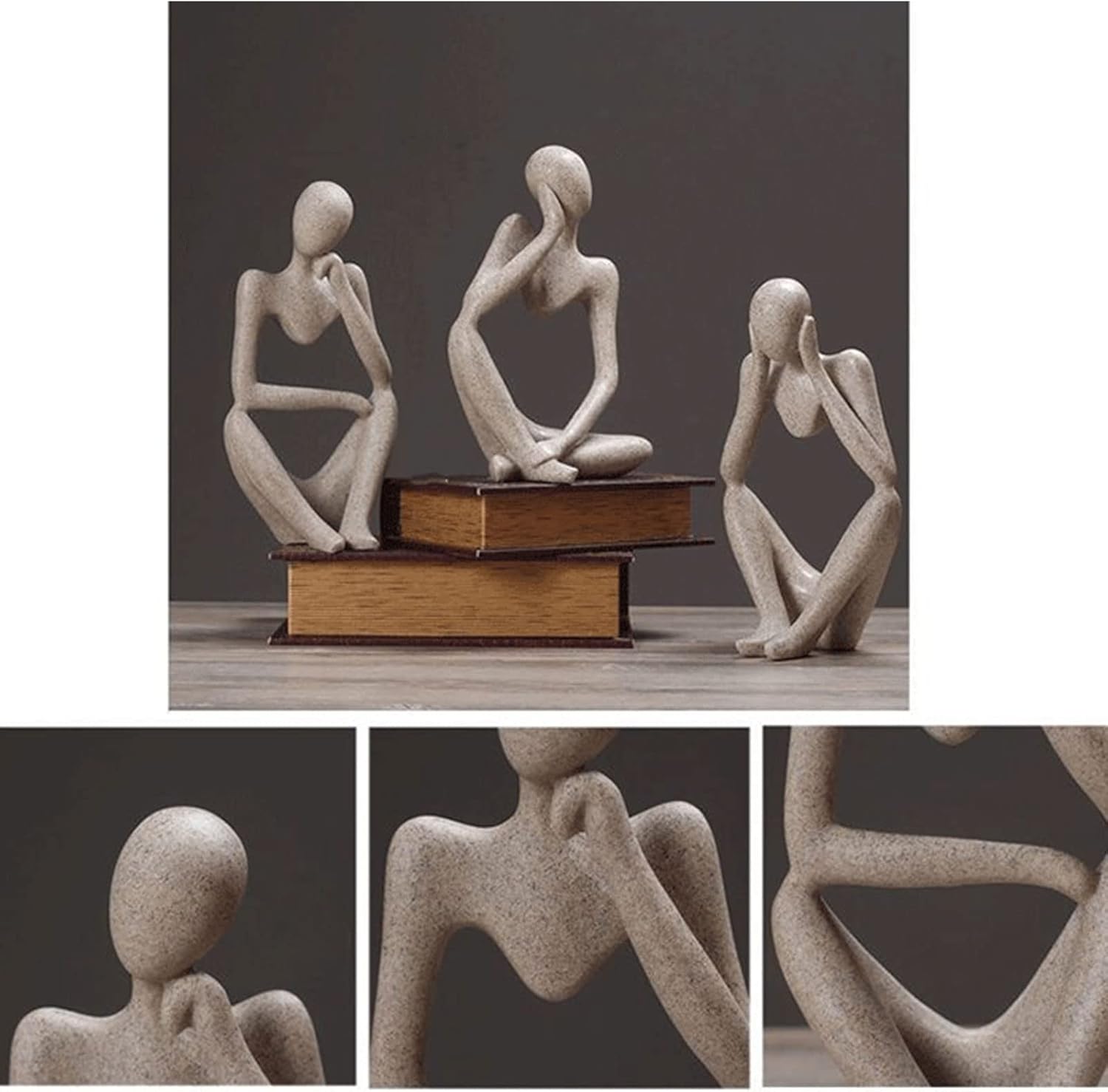 Thinker Statues and Sculptures, Sandstone Resin Thinker Statue Ornaments, Abstract Style Sculptures, Housewarming Gifts, Housewarming Decorations, Living Room Dining Desk Decorations (Left, Small)