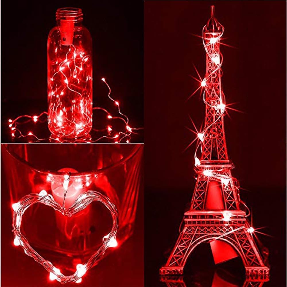 YEGUO Red Halloween Lights Outdoor Waterproof, 4 Pack Each 33ft 100 LED Solar Fairy Lights, 8 Modes String Light for Outside