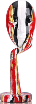 suruim Simple Creative Colorful Female Face Art Statue Thinker Sculpture Abstract Character Crafts Ornament Home Office Bedroom Living Room Study Decoration (Large-1 15.3in)
