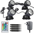 Pond Lights with Timer Color Changing Outdoor Spotlights Underwater Fountain Light Dimmable IP68 Waterproof Submersible LED Landscape Lighting with Spiked Stand (Set of 4)