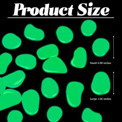 0.7LB 25-27mm Glow in Dark Pebbles Glowing Rocks for Garden Outdoor Green Fish Tank Rocks Aquarium Rocks Glowing Rocks Outdoor for Driveway Walkway,Green