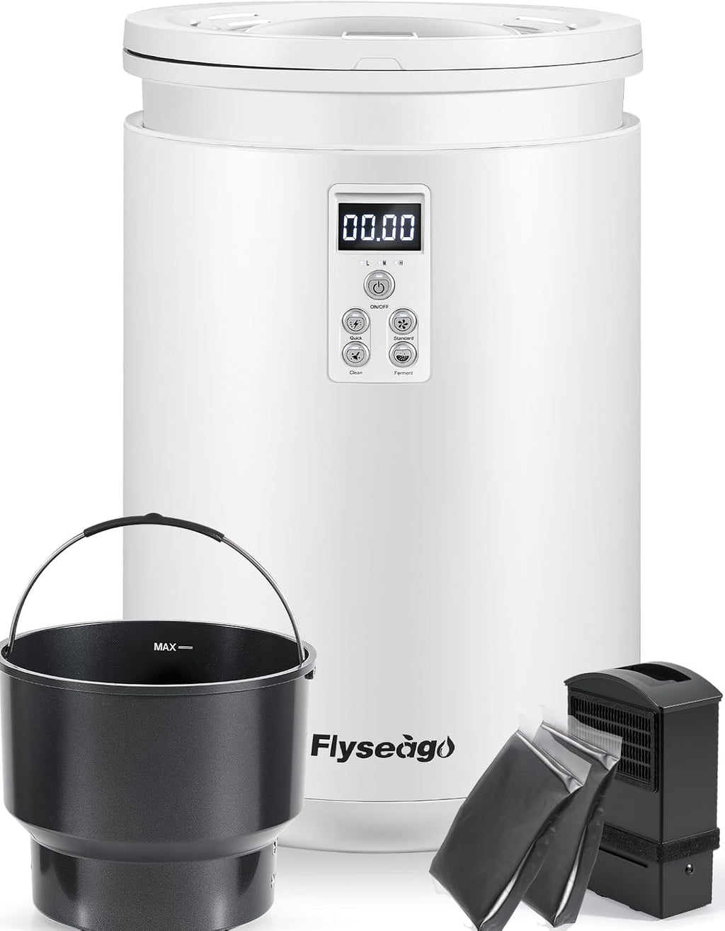 Electric Composter for Kitchen Smart Odorless Countertop Compost Bin Machine Quiet Larger 4.5L Indoor Food Cycler with Auto Cleaning, 3 Modes, 2 Carbon Packs, Turn Food Waste into Fertilizer