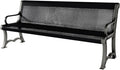 Coated Outdoor Furniture Heavy-Duty Outdoor Bench Thermoplastic Coated, Punched Steel, Commercial-Grade Garden Bench, Made in America (Portable with Back, 6 Ft, Black)