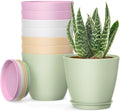 8 Pack 4 Inch Plant Pots with Drainage Holes and Saucers, Pots for Plant Indoor, Plastic Planters for Succulents and Small Plants, Colorful