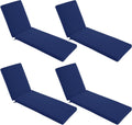 Chaise Lounge Cushions Outdoor Set of 4 - Waterproof and Fade Resistant Sun Lounger Replacement Cushions - Patio Lounger Pads with Removable Cover for Pool, Deck, 80 x 26 x 3 Inch, Navy