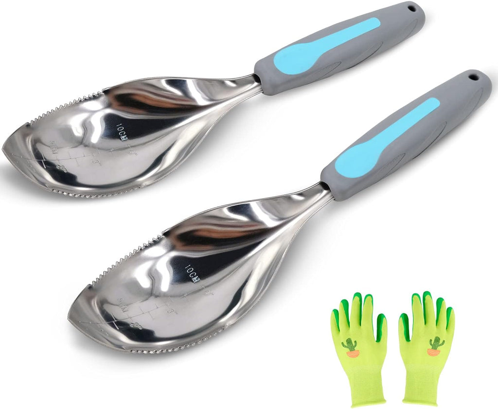 Jardineer 2Pack Garden Trowel, Stainless Steel Hand Shovel with Ergonomic Handle, Multi-Use Soil Scoops for Digging, Planting, Transplanting, Cultivating(Blue)