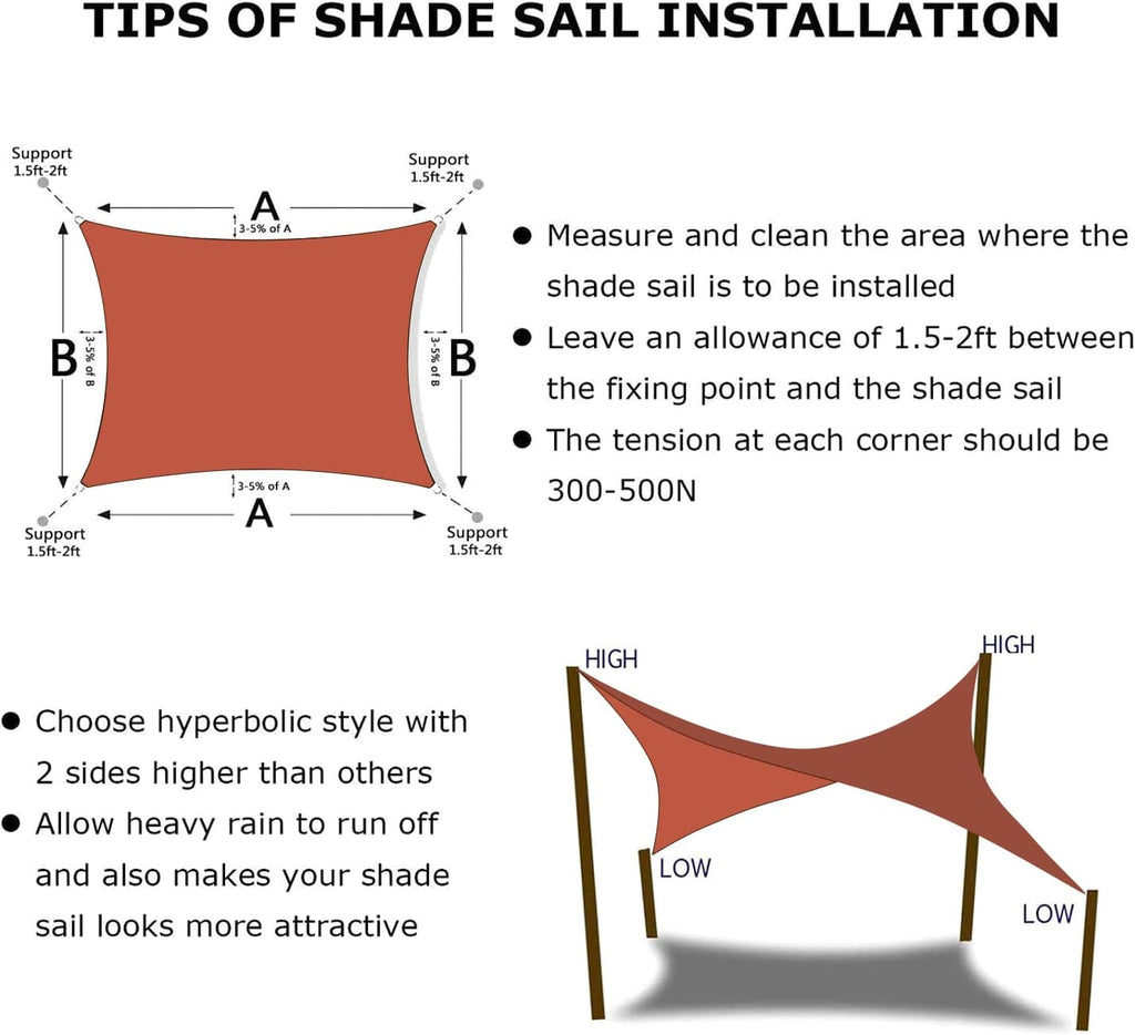 KANAGAWA 7'X7' Rust Red Custom Size Sun Shade Sail Square UV Block Canopy Cover for Patio Backyard Lawn Garden Outdoor (Customized Available)