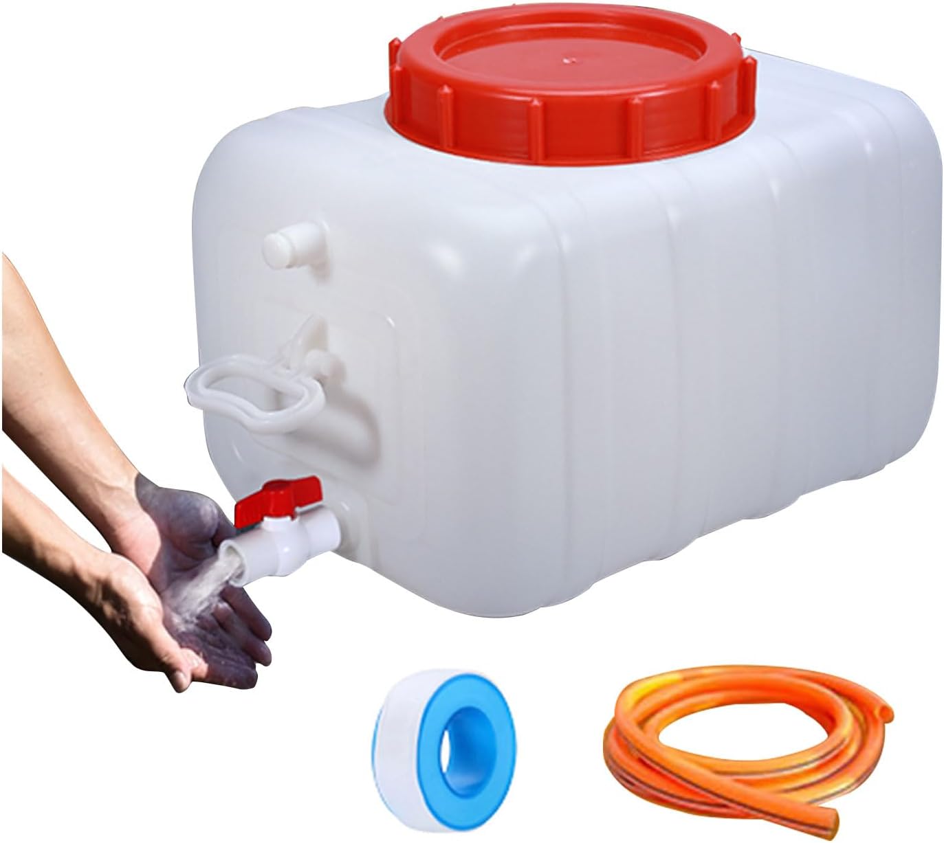 Water Storage Container with Spigot Hose, 52.8 Gallon Portable Water Tank Thick Water Dispenser Carrier Heavy Duty Water Bucket for Hiking Picnic Vehicle Outdoor Emergency(Size:50L/13.2Gal)