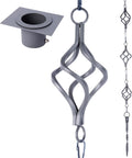 Rain Chain Bird Cage Set 8.5Ft, Wrought Iron Rain Chains for Gutters with Adapter Gotta Drain and Anchoring Stake,13 Birdcage, 1 Hook, Not Rust,Adjustable Length for Garden (Blue Gray)