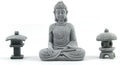 Buddha Statue and 2 Japanese Lantern Pagoda Statues - Zen Garden Accessories for Home and Mini Meditation Decor