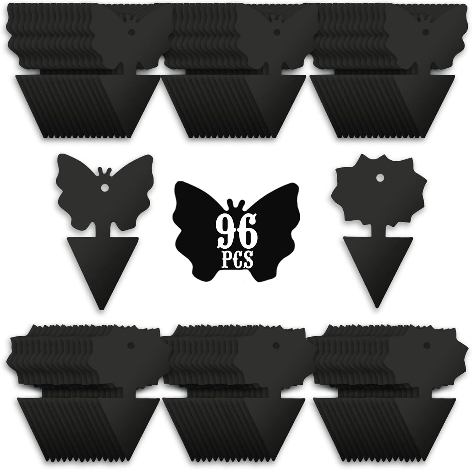 USKICH Sticky Traps Gnat Killer Fruit Fly Traps Non-Toxic and Odorless Fungus Gnat Traps Insect Traps Black Sticky Trap for Indoor and Outdoor Plants（96Pcs Black）