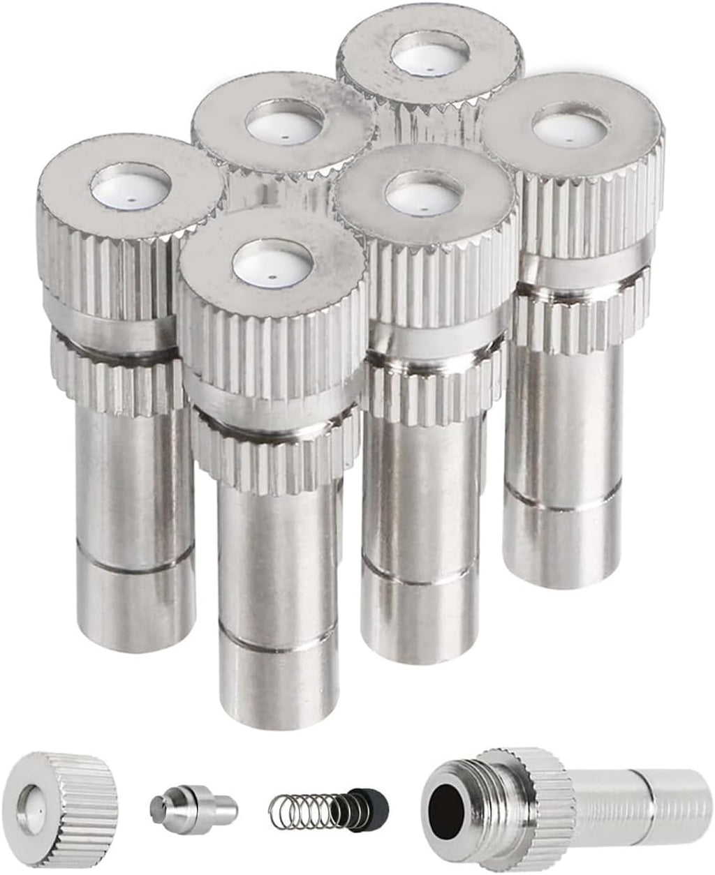 20pcs Brass Mister Nozzles, 6mm Misting Nozzles for Outdoor Cooling System, Landscaping, Air Humidification, Greenhouse Irrigation (without Filter, 0.028"/0.7mm Orifice)
