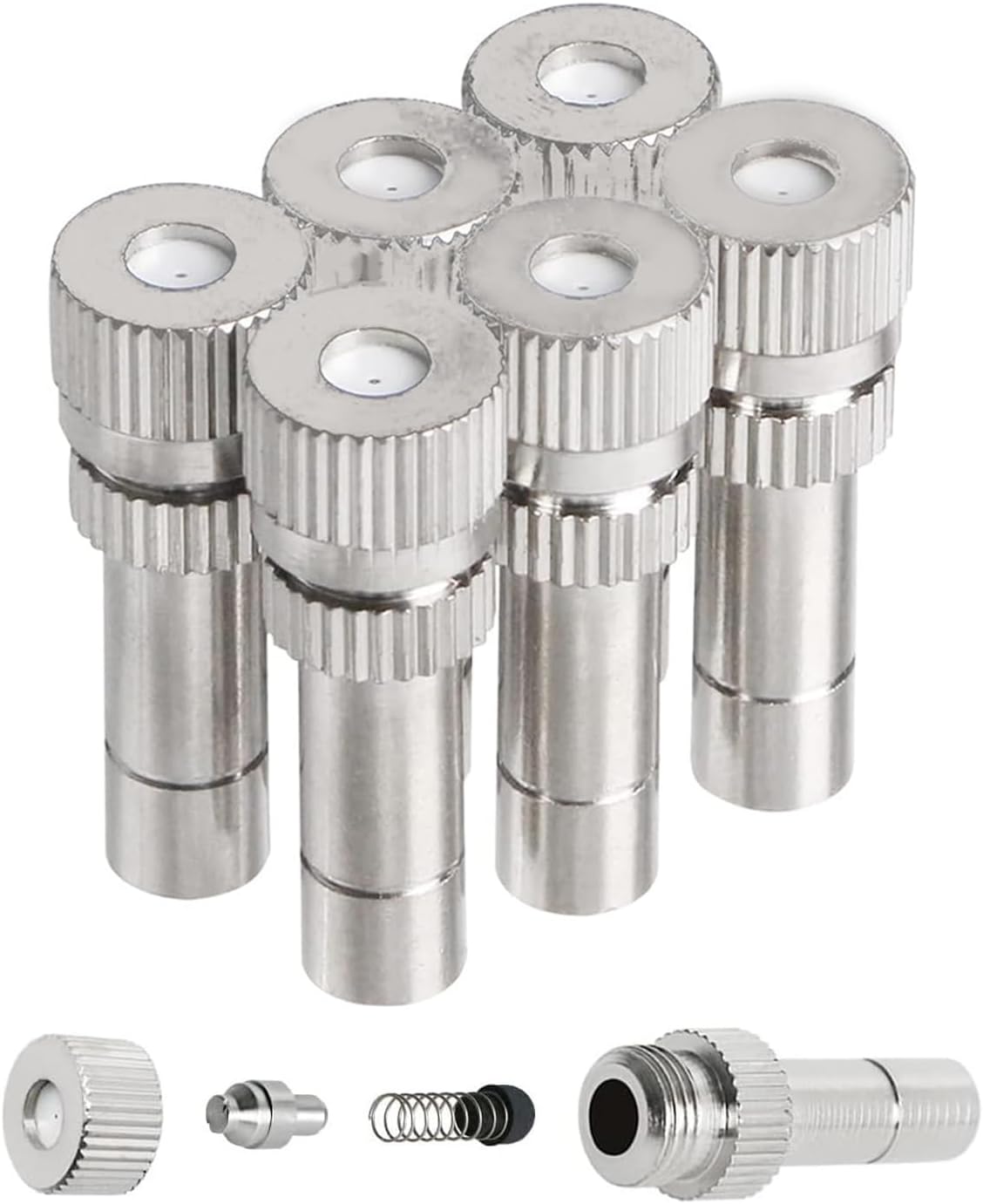 20pcs Brass Mister Nozzles, 6mm Misting Nozzles for Outdoor Cooling System, Landscaping, Air Humidification, Greenhouse Irrigation (without Filter, 0.039"/1mm Orifice)