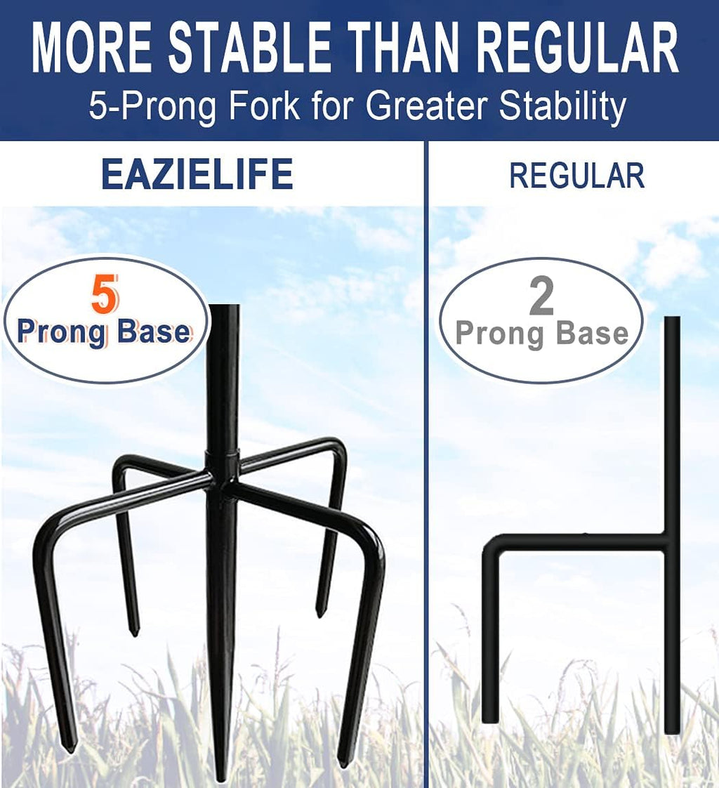 Shepherds Hook for Outdoor Bird Feeders Pole 76 Inch Tall, Adjustable Heavy Duty Garden Hanger Stake Pole with 5 Prong Base, Shiny Black (2 Packs)