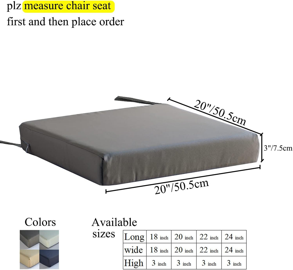 Patio Chair Cushions Set of 2 Non Slip Bottom Chair Pad with Ties Waterproof Square Outdoor Seat Cushion Replacement for Garden Swing Furniture 20x20 Inch, Navy Blue